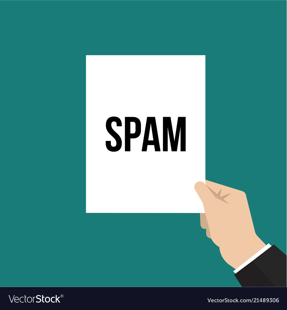 Man showing paper spam text vector image Man showing paper spam text