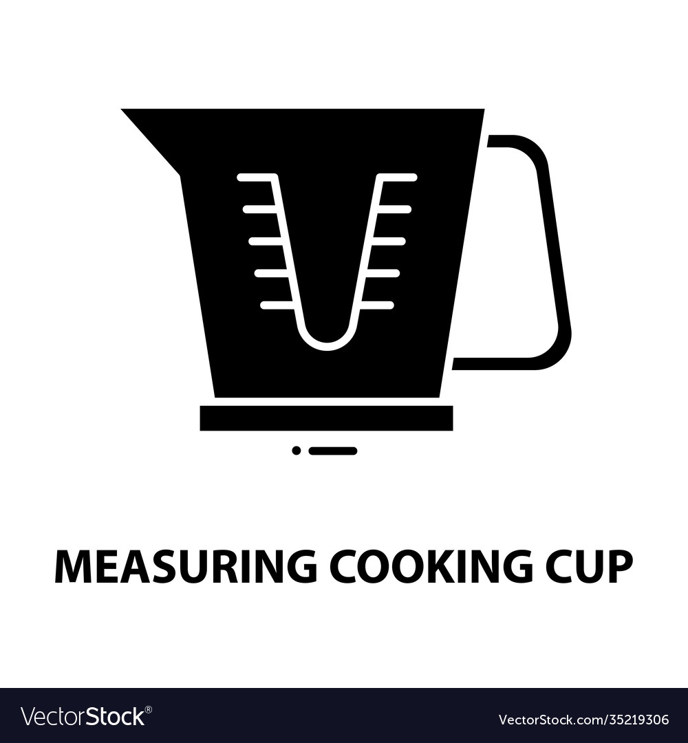 Measuring cooking cup icon black sign