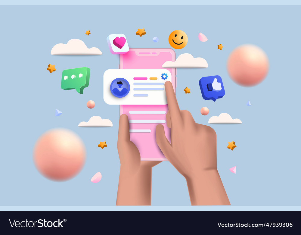 Modern 3d of social media chatting Royalty Free Vector Image