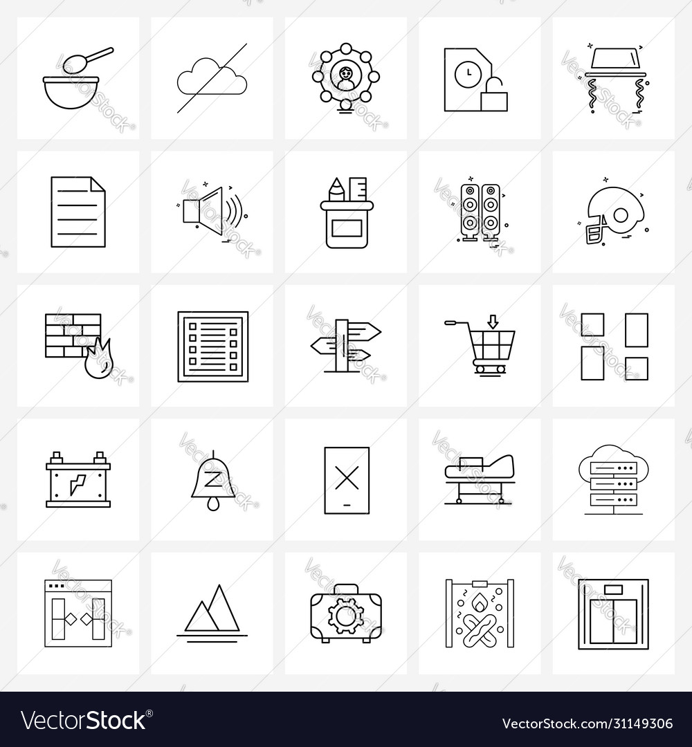 Modern line 25 simple icons hat file