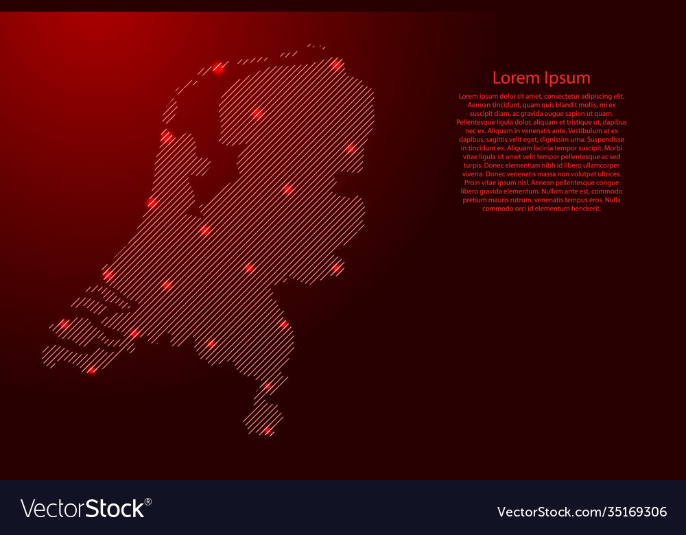 Netherlands map from red pattern slanted parallel vector image Netherlands map from red pattern slanted parallel