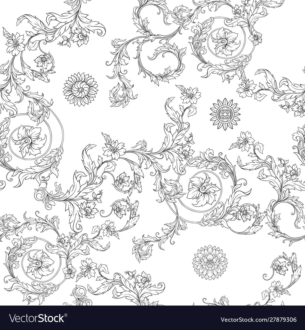 Seamless pattern background in baroque vector image Seamless pattern background in baroque