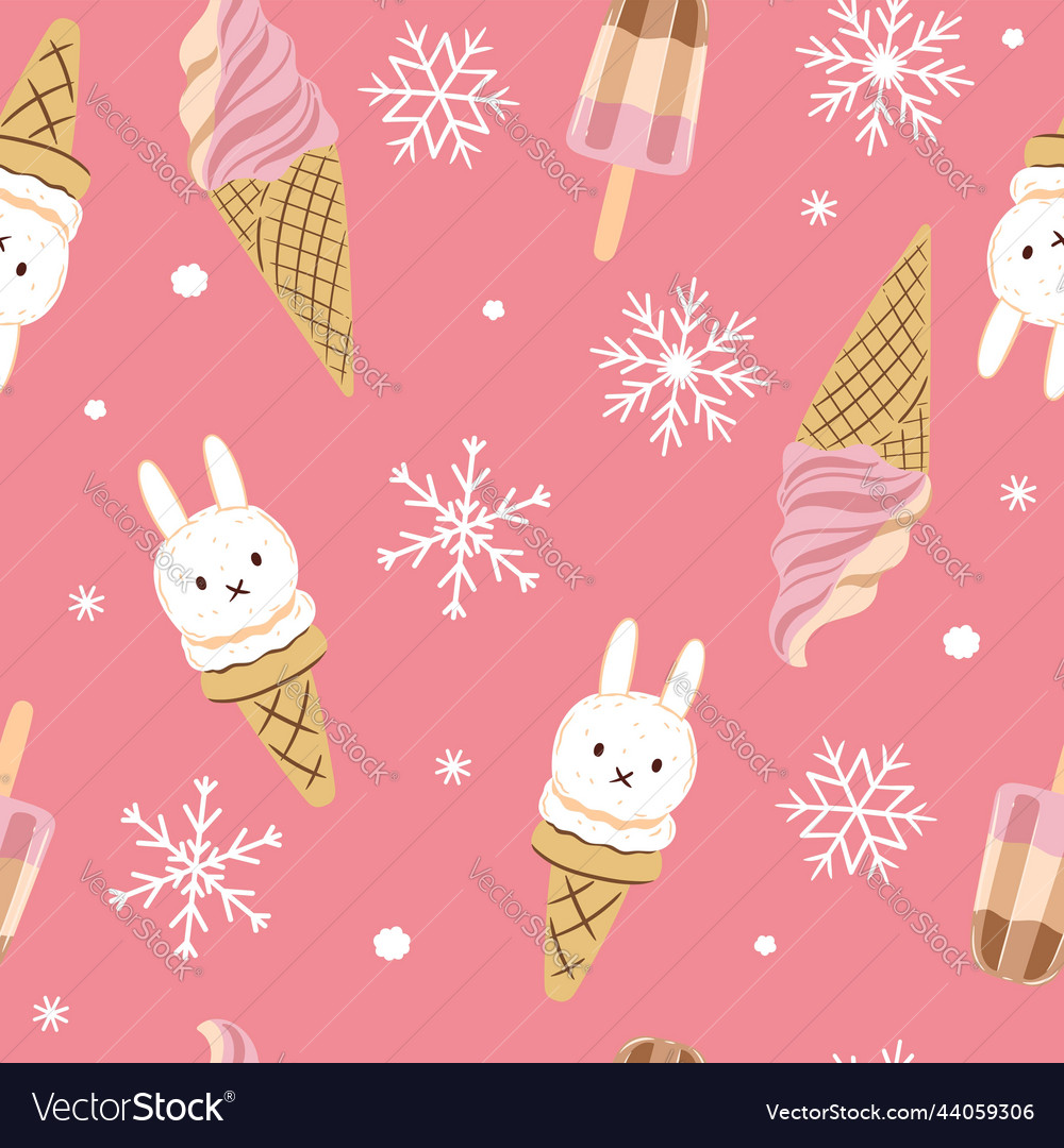 Seamless pattern with ice cream in the form vector image Seamless pattern with ice cream in the form