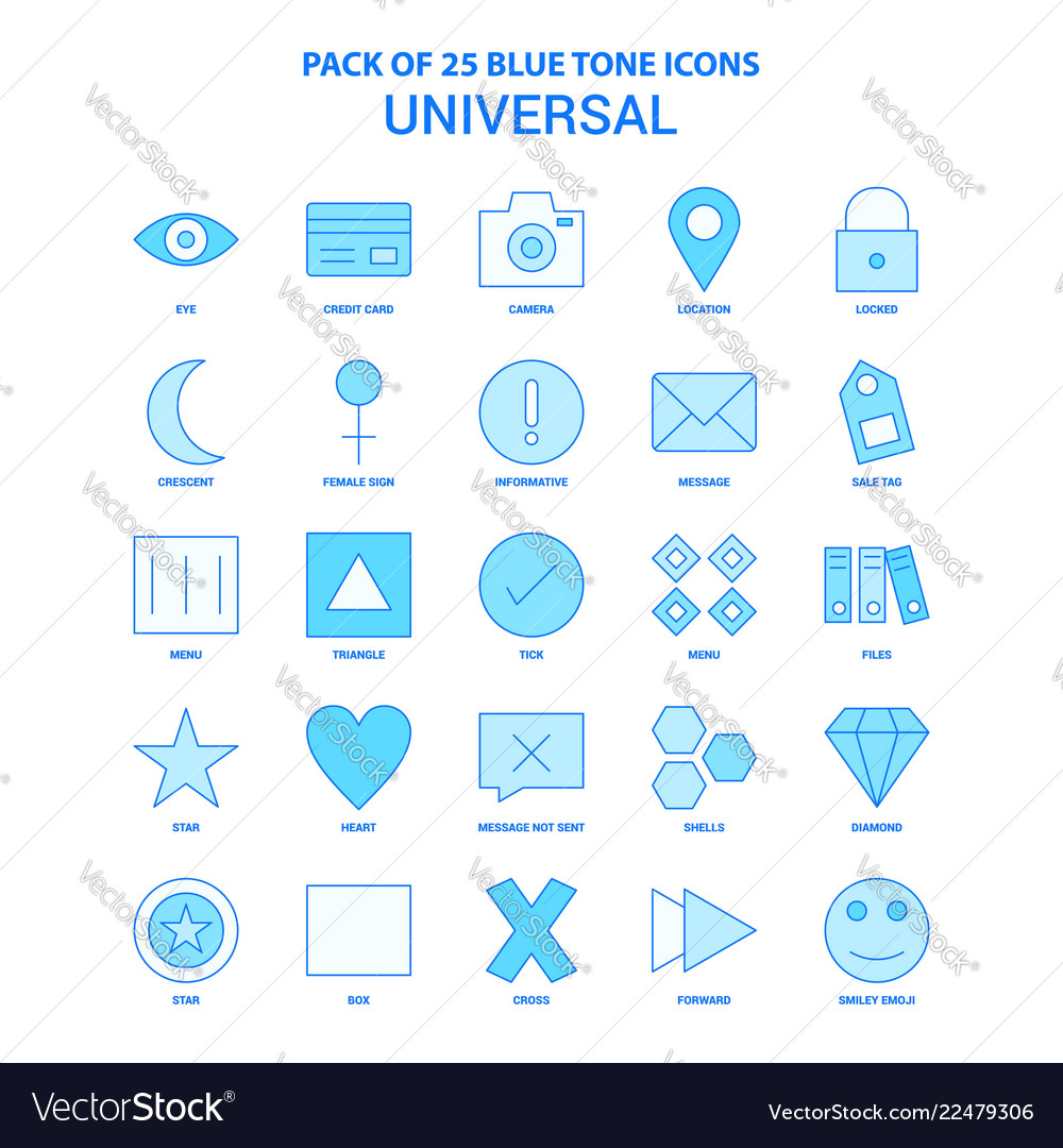 Universal blue tone icon pack - 25 sets