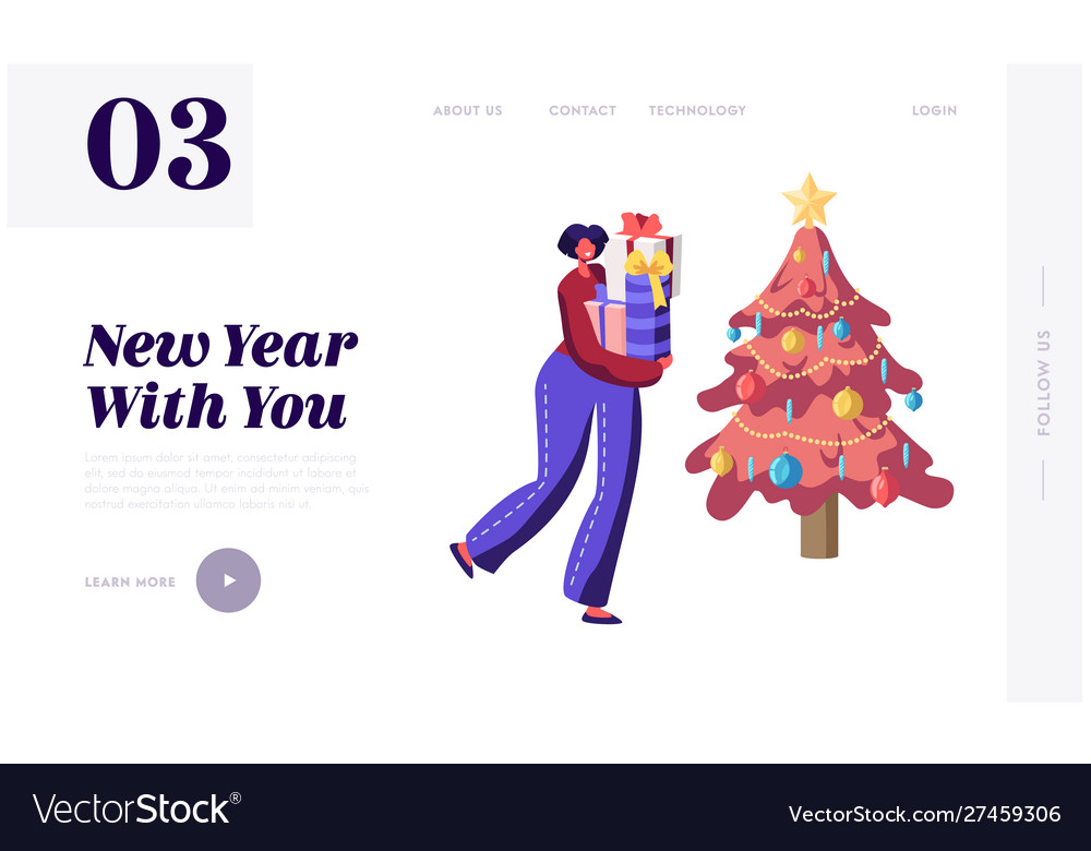 Winter holidays celebration website landing page