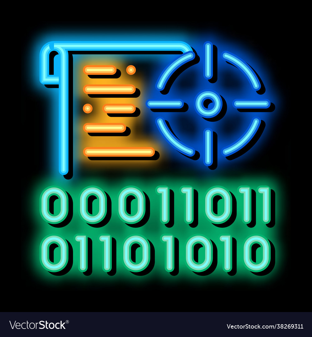 Binary target neon glow icon Vector Image Binary target neon glow icon