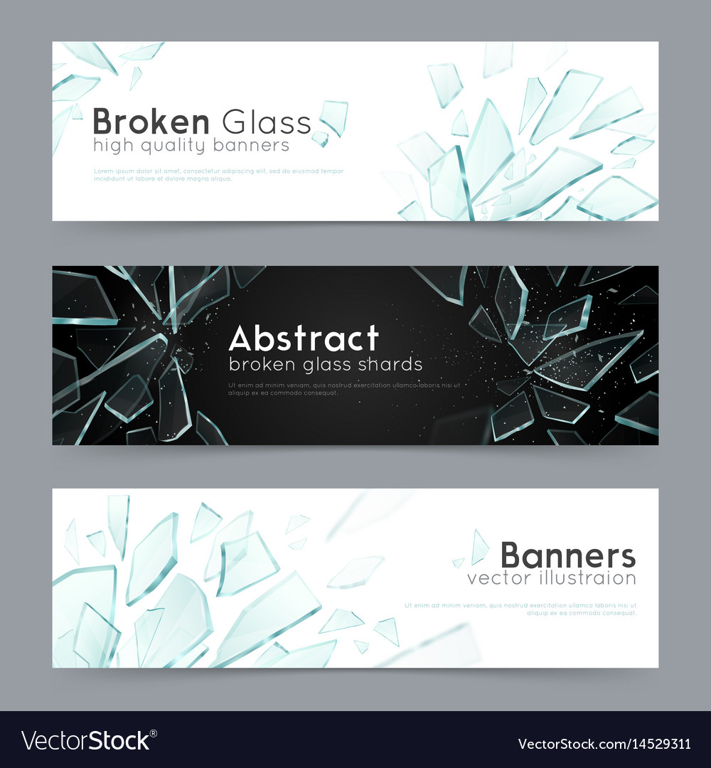 Broken Glass 3 Decorative Banners Royalty Free Vector Image