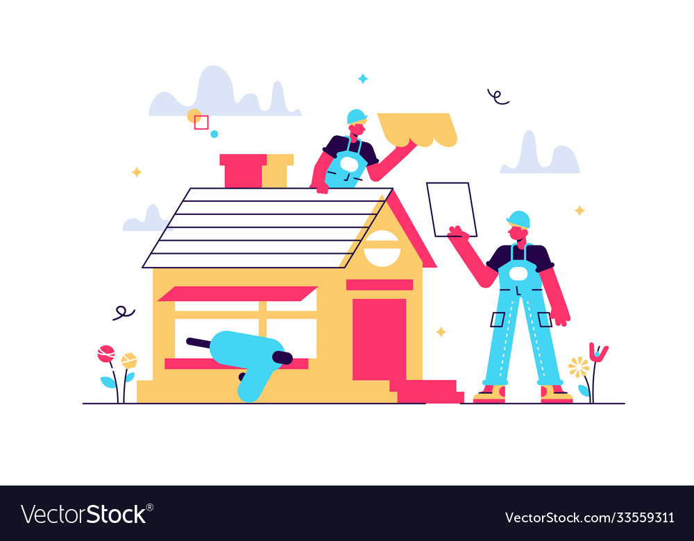 Building repair housetop renovation Royalty Free Vector