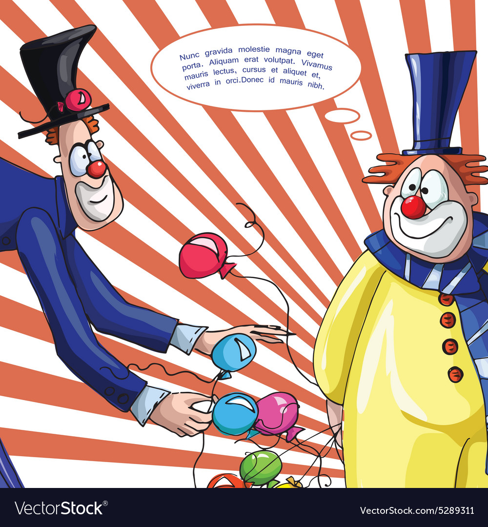Card with clowns for text