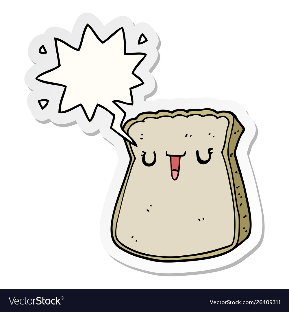 Cartoon slice bread and speech bubble sticker