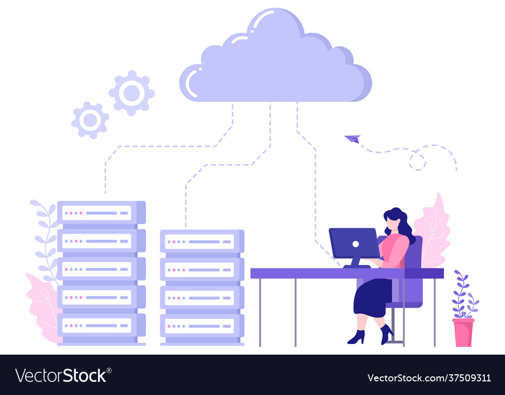 Computer-Cloud-Server der Speicherdaten hostet vector image Computer-Cloud-Server der Speicherdaten hostet