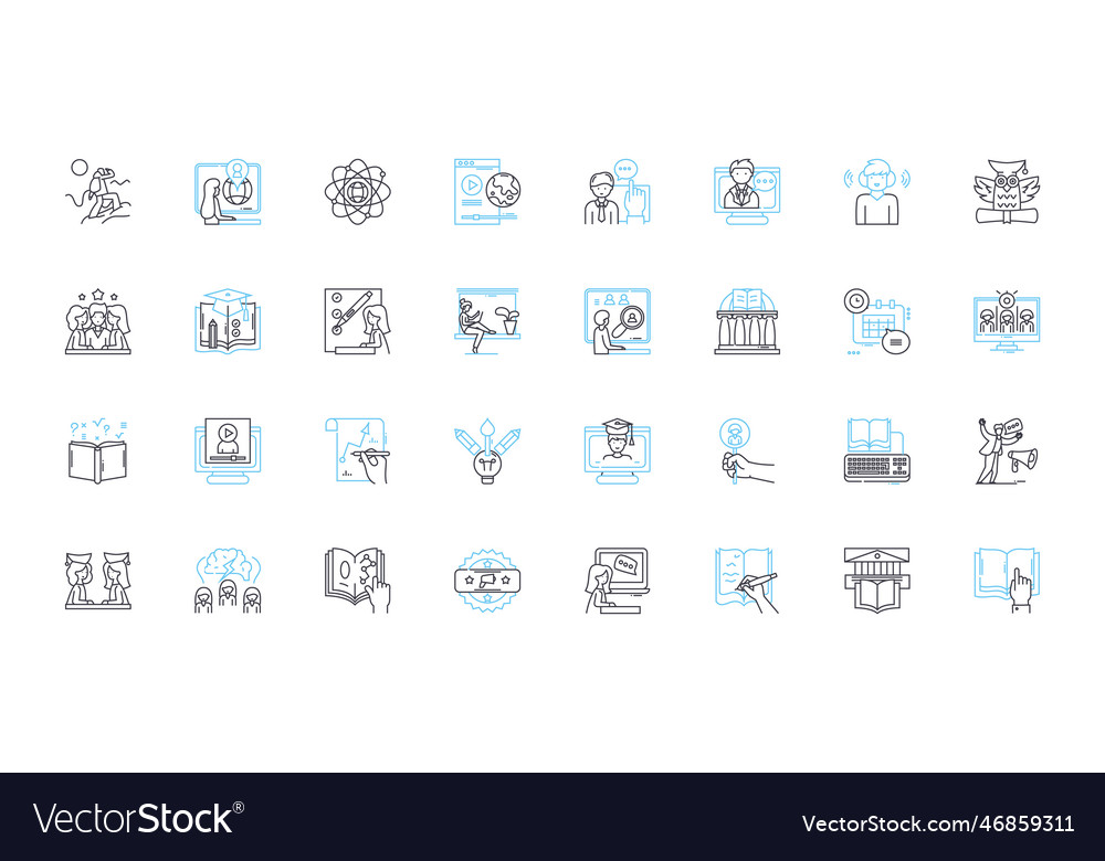 Cyber tutorials linear icons set cybersecurity vector image Cyber tutorials linear icons set cybersecurity