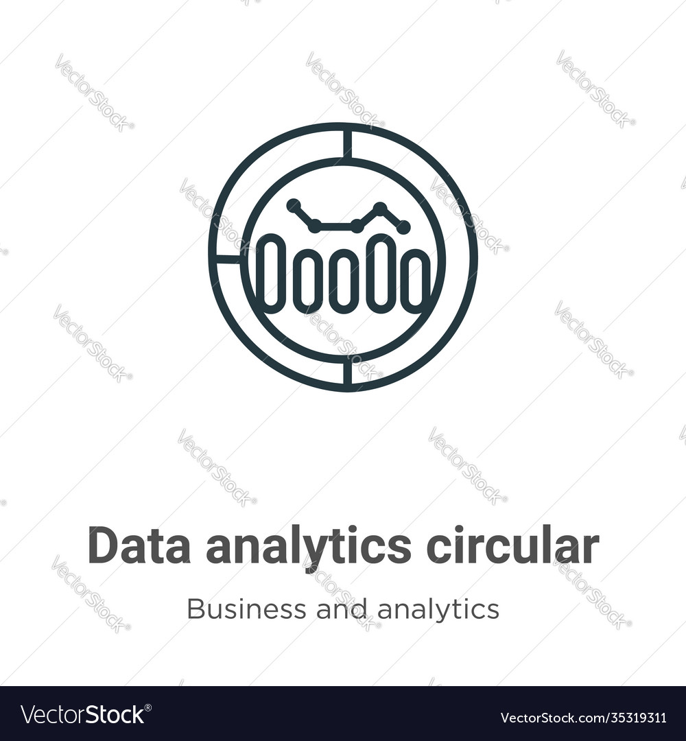 Data analytics circular outline icon thin line vector image Data analytics circular outline icon thin line