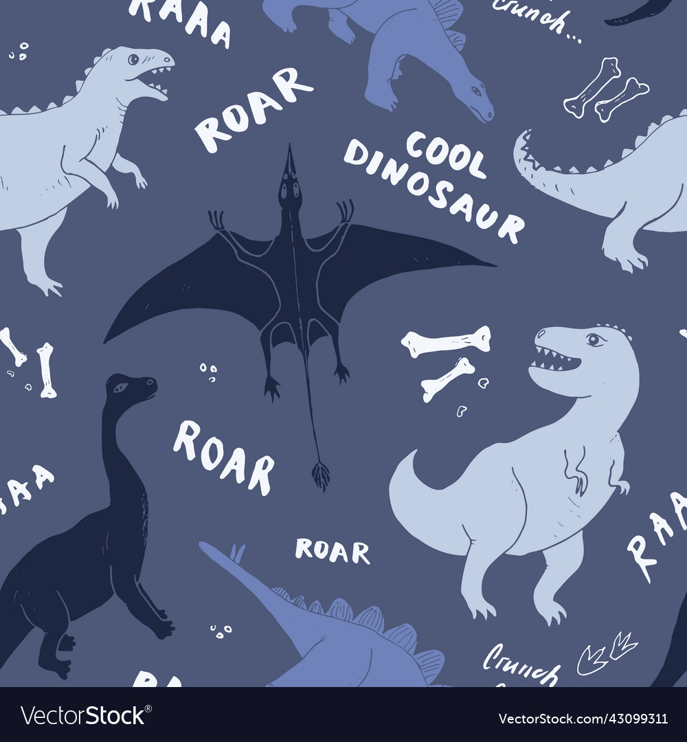 Dino seamless pattern cute cartoon dinosaurs