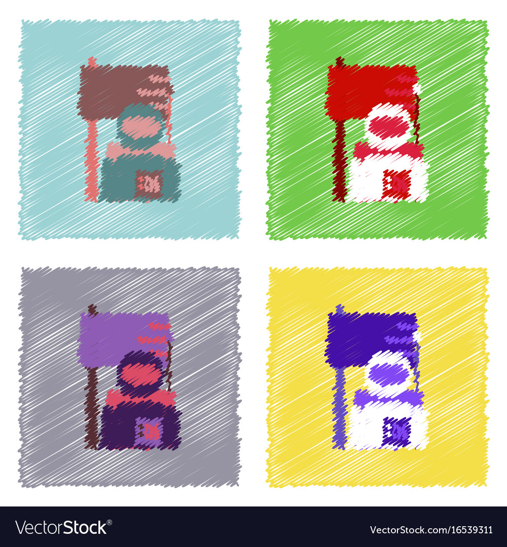 Flat icon design collection astronaut and flag