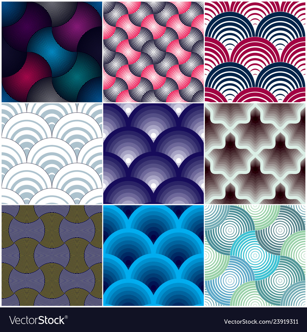 Geometric seamless patterns set abstract tiling