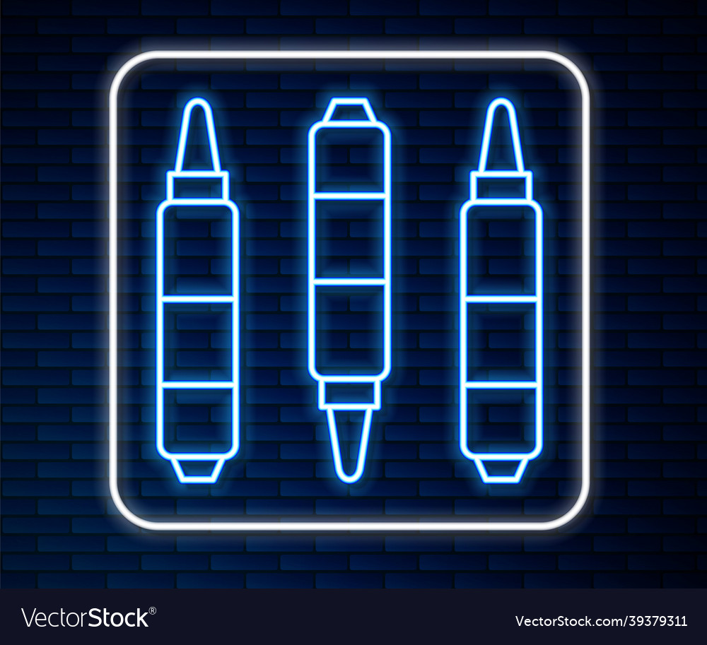 Glowing Neon Line Marker Stift Ikone isoliert