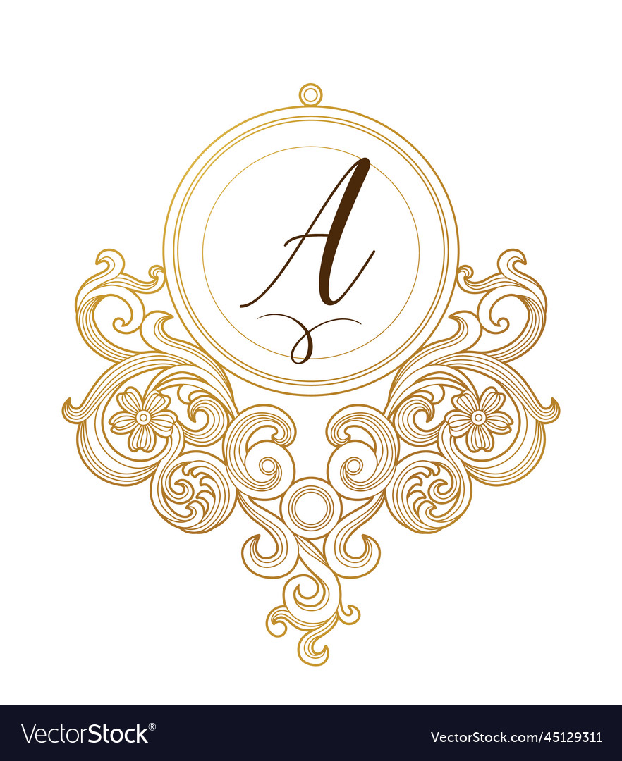Golden elements monogram identity for design vector image Golden elements monogram identity for design