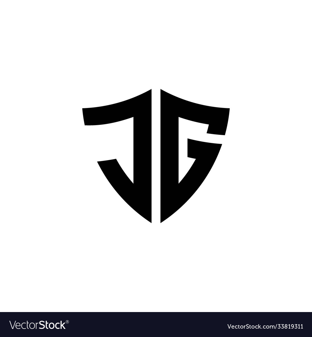 Jg monogram logo with shield shape design template