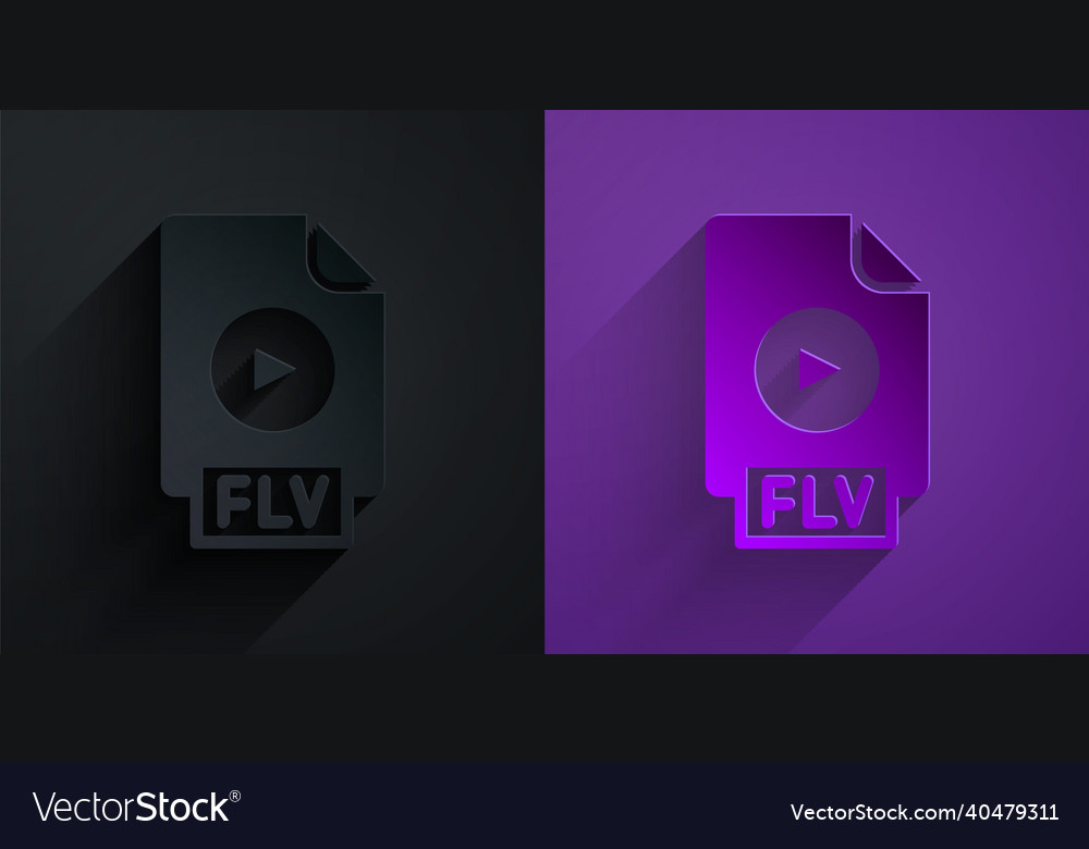 Paper cut flv file document video format vector image Paper cut flv file document video format