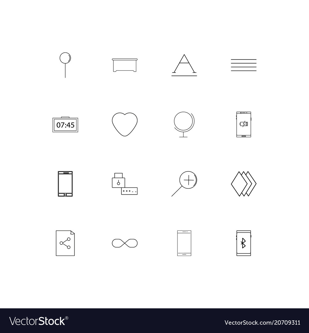 Signs and symbols simple linear icons set