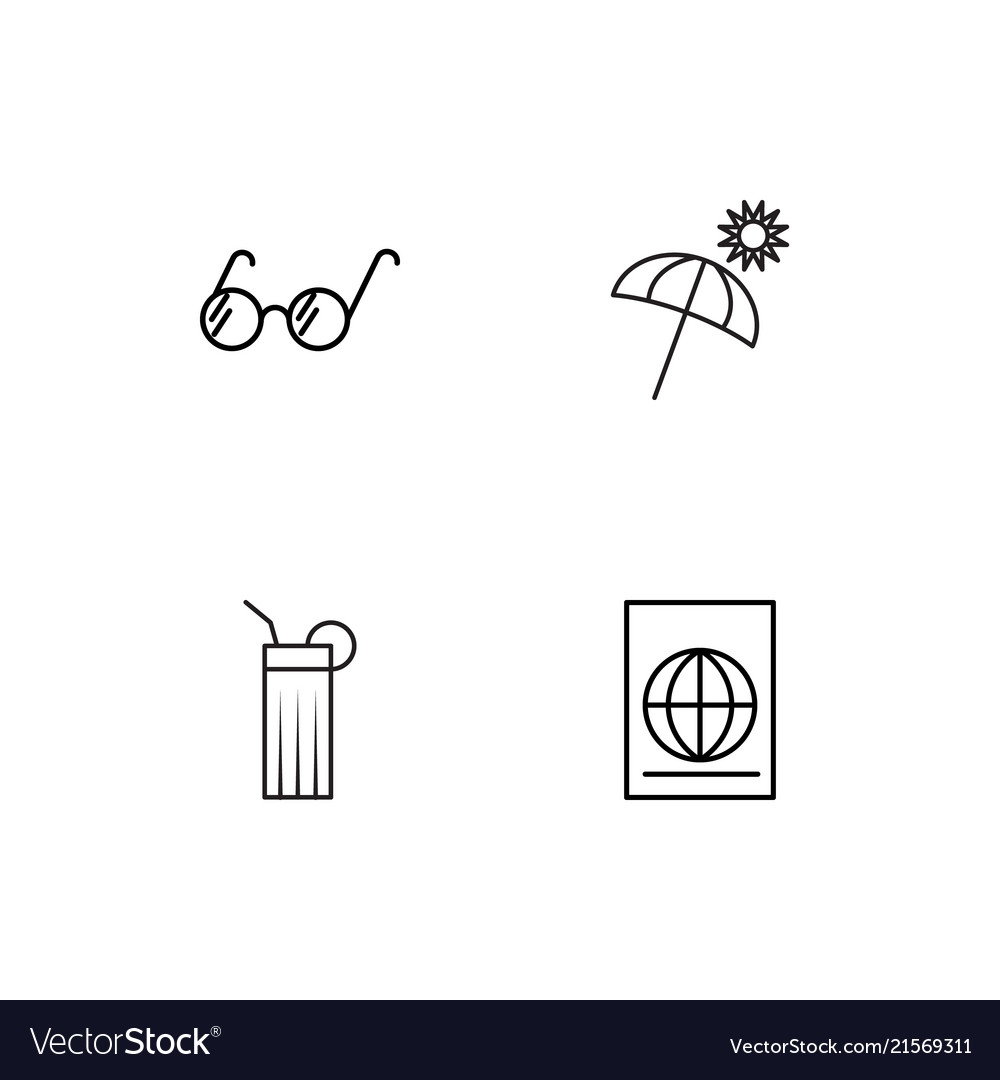 Summer linear icons set simple outline