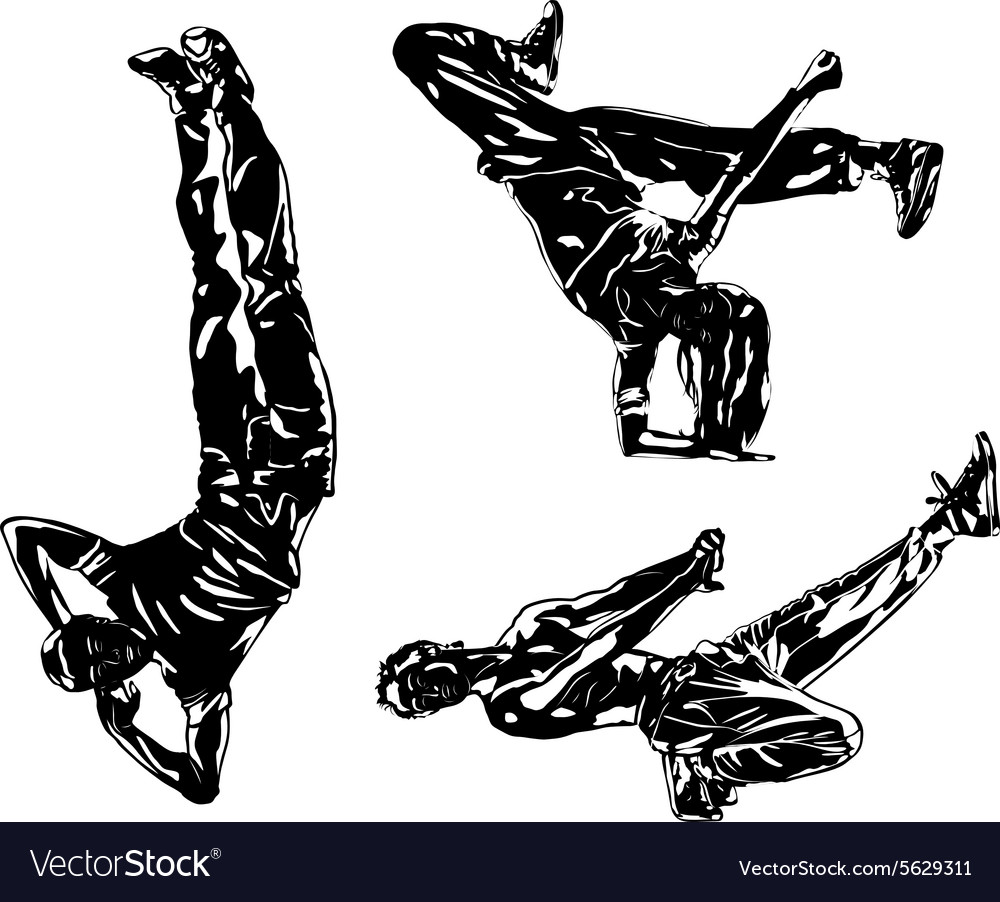 Three modern dancers silhouettes Royalty Free Vector Image