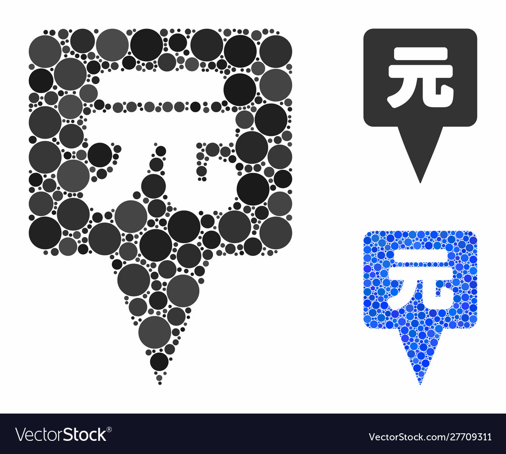 Yuan map pointer mosaic icon circles vector image Yuan map pointer mosaic icon circles