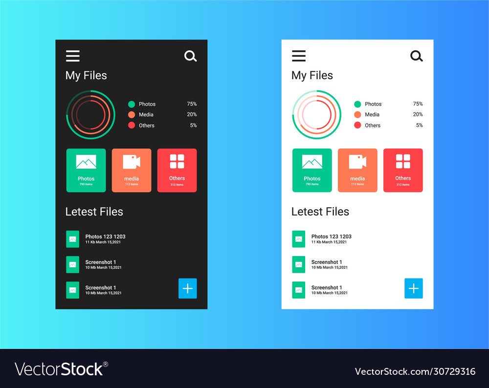 Android mobil app file manger home page user inter Vector Image Android mobil app file manger home page user inter