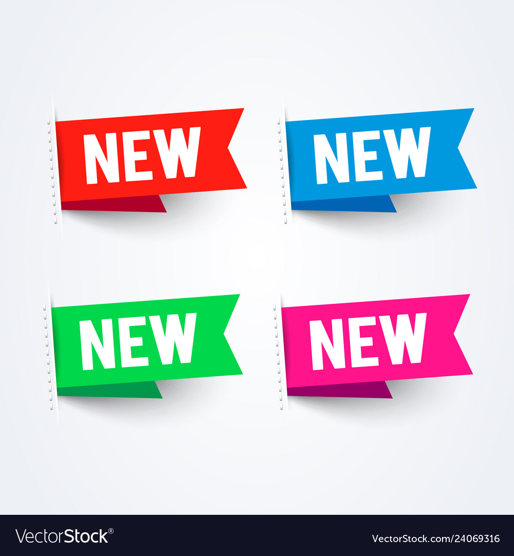 Bright New Labels Set Colorful Flag Collection Vector Image