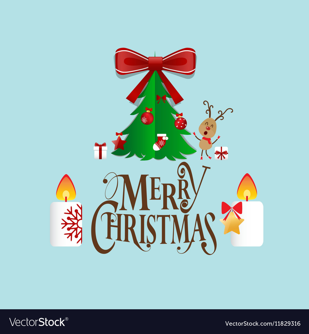 Christmas greeting card with tree Royalty Free Vector Image