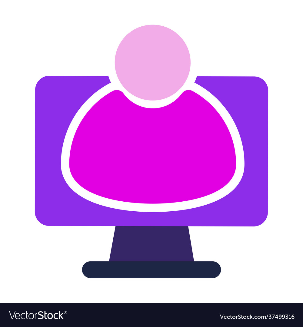 Computer icon with user flat design