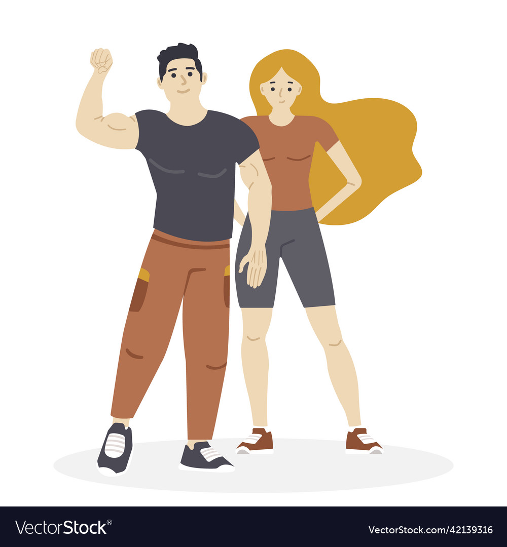 Couple of young people dressed in sportswear vector image Couple of young people dressed in sportswear