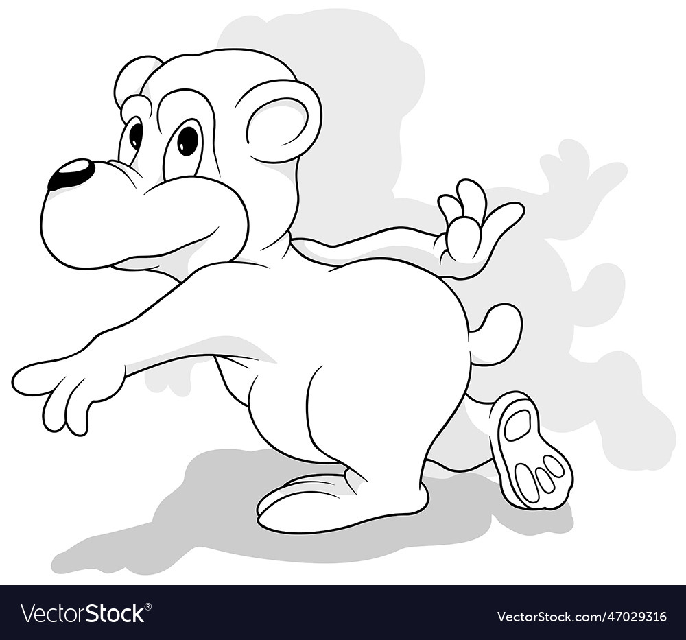 Drawing of a running bear from side view