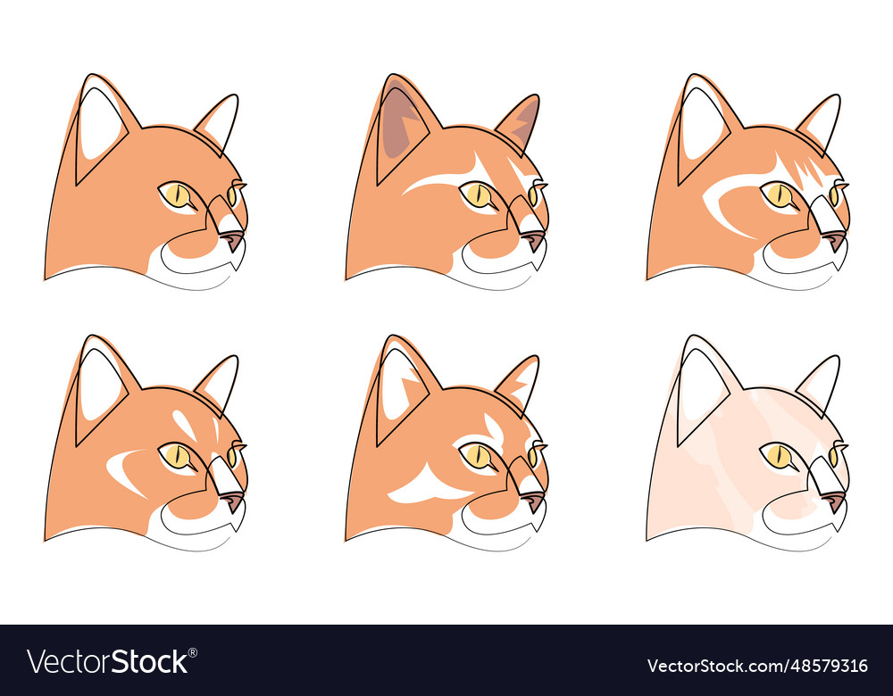 Ginger cat profile in continuous line art drawing Vector Image Ginger cat profile in continuous line art drawing