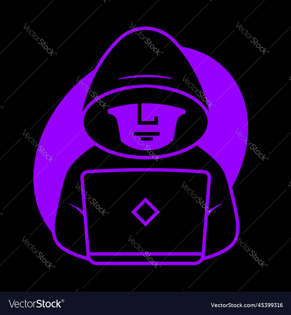 Hacker at the laptop low poly wireframe internet