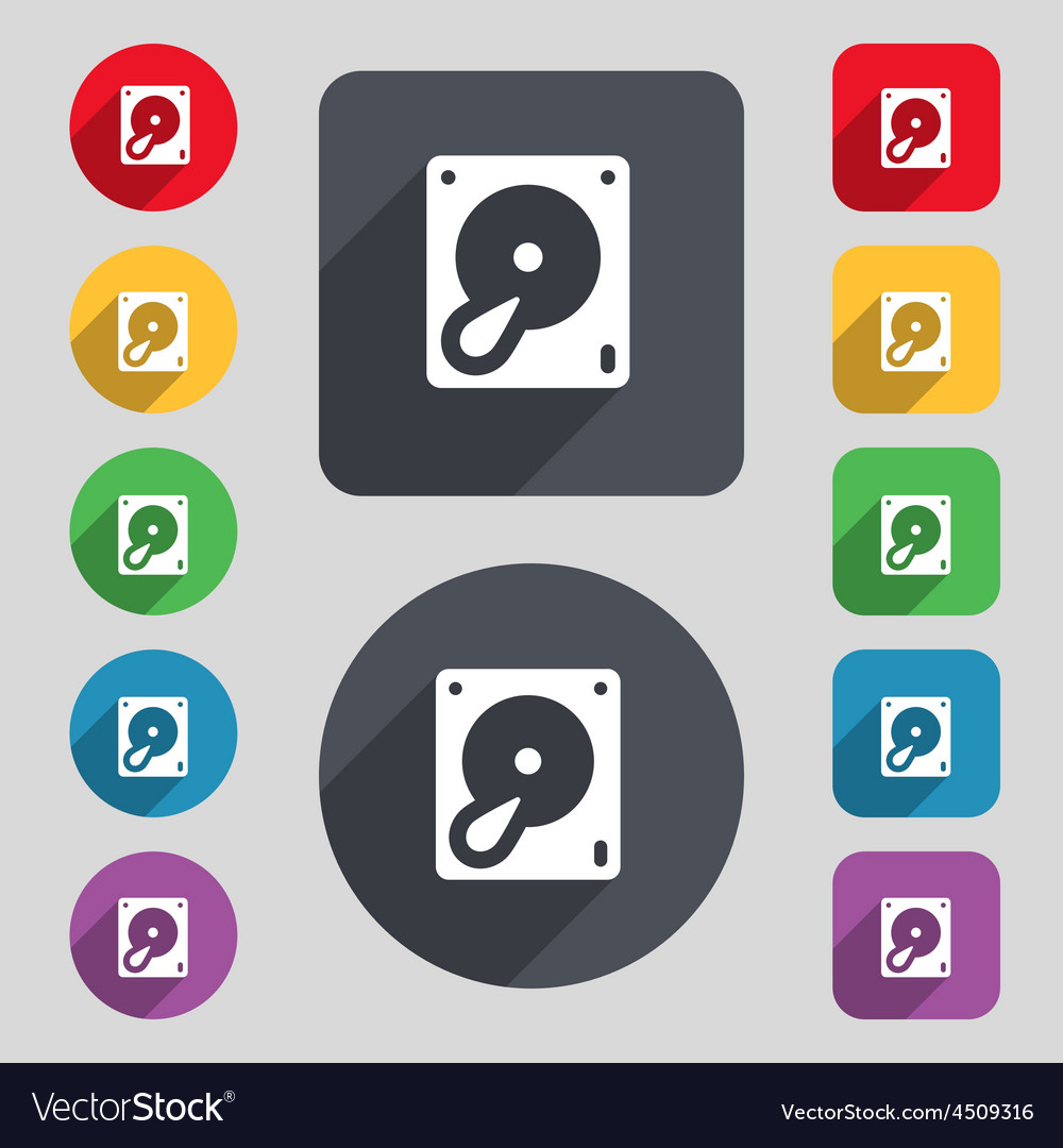 Hard disk and database icon sign a set of 12