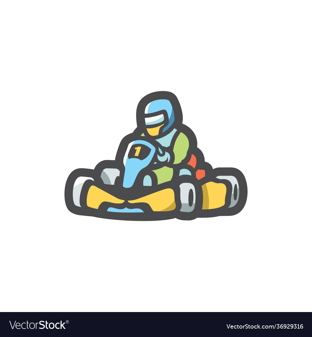 Karting kart racer icon cartoon Royalty Free Vector Image