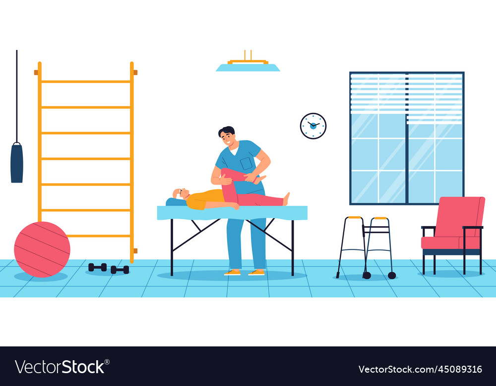 Physiotherapy flat background Royalty Free Vector Image