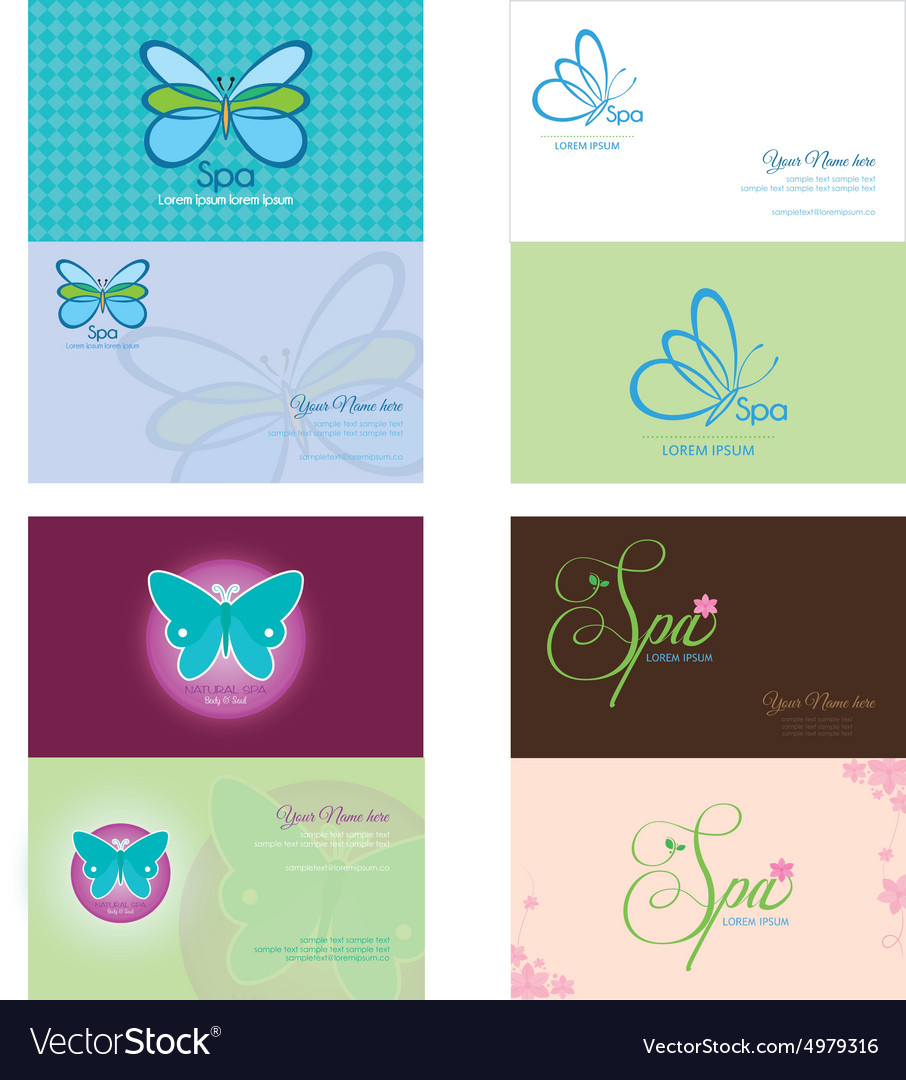 Set backgrounds with text and spa icons