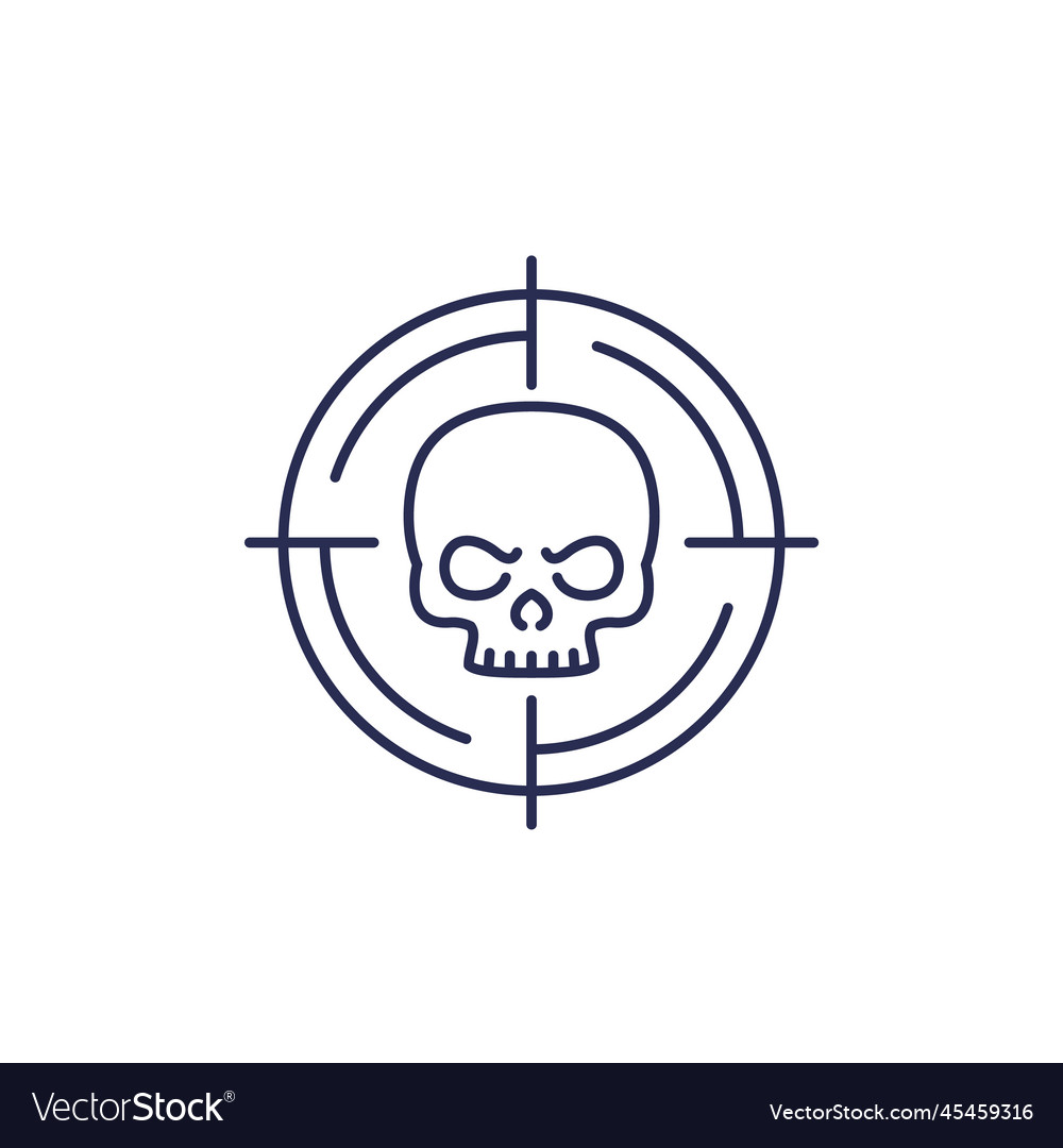 Skull and target line icon