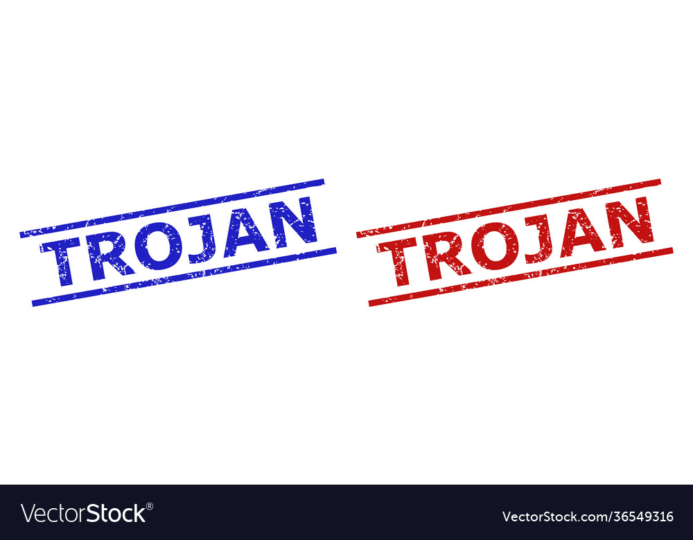 Trojan stamps with grunge surface and parallel