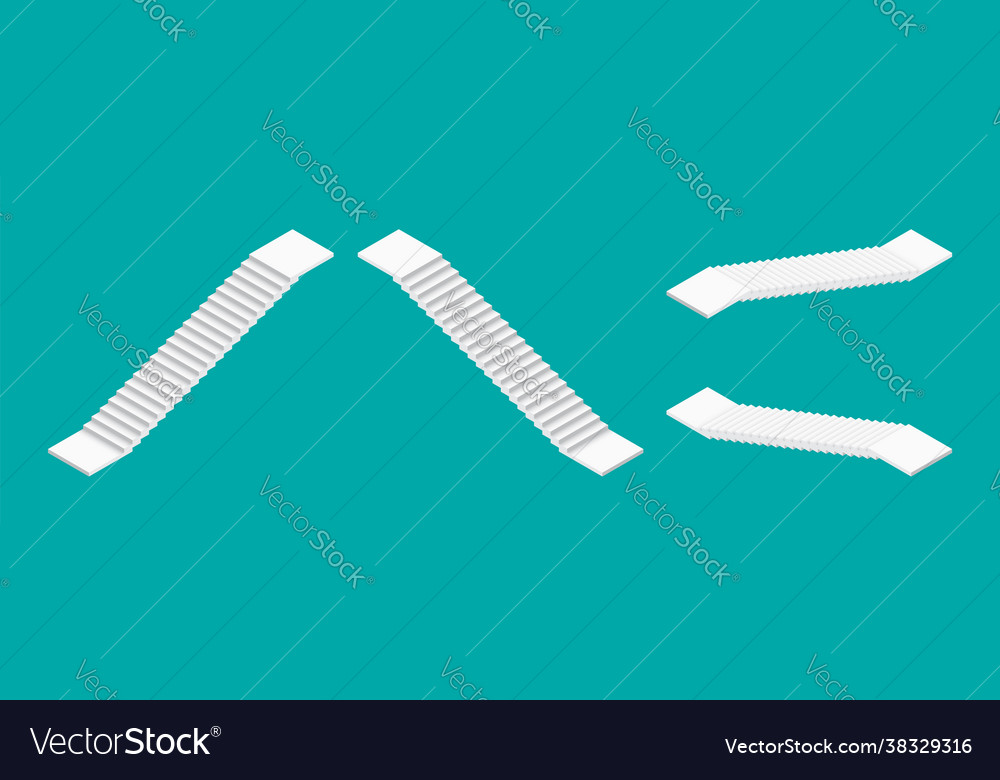 White isometric stairs set isolated