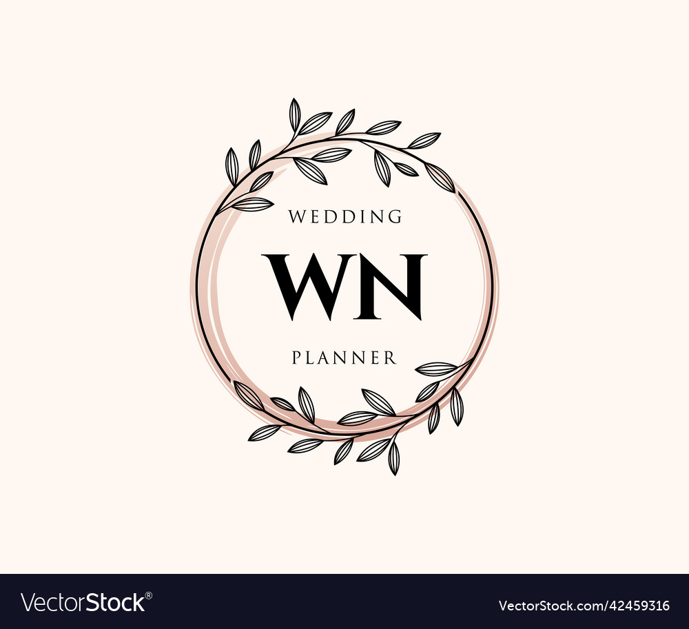 Wn Initials Letter Wedding Monogram Logos Vector Image