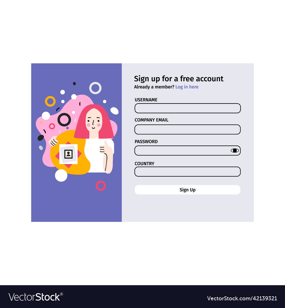 Account login and password form page on screen vector image Account login and password form page on screen