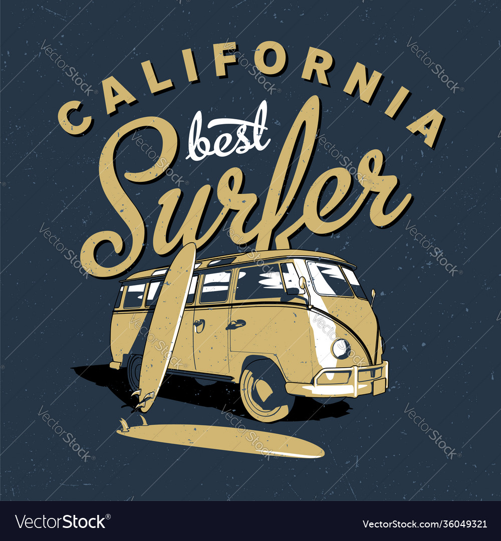 California best surfer poster Royalty Free Vector Image