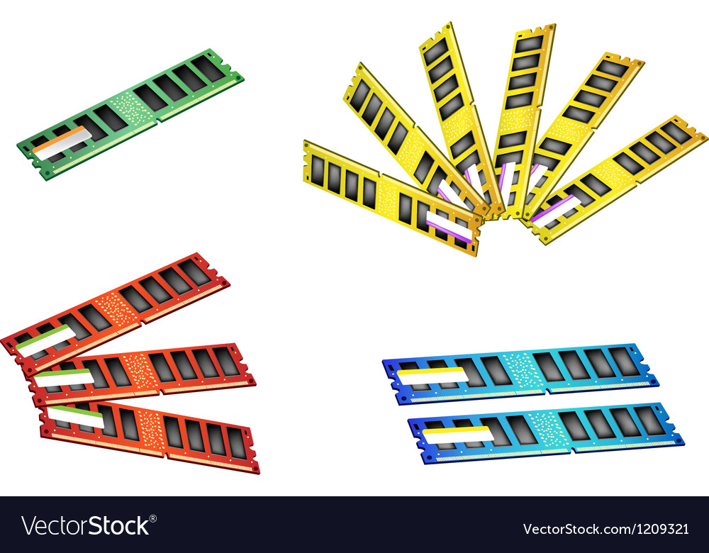 Colorful set of computer ram icon Royalty Free Vector Image