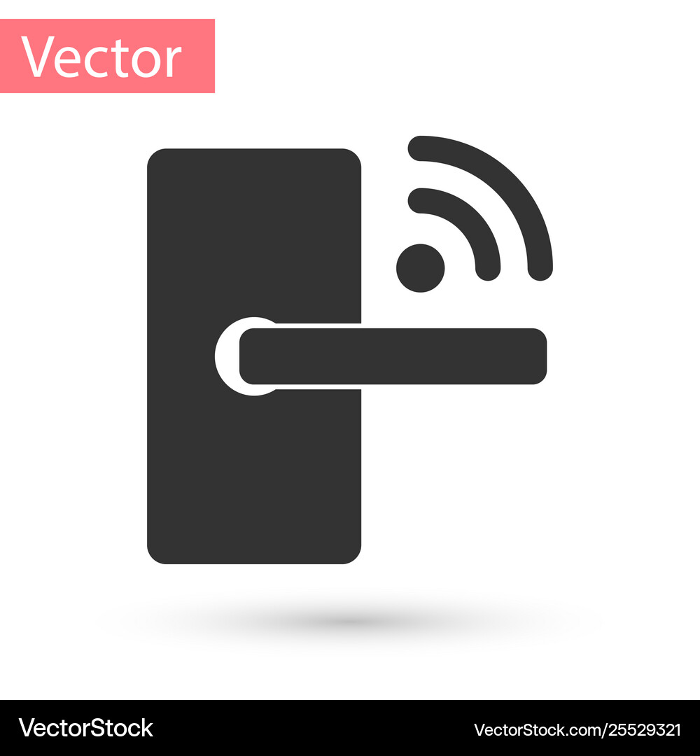 Grey digital door lock with wireless technology Vector Image