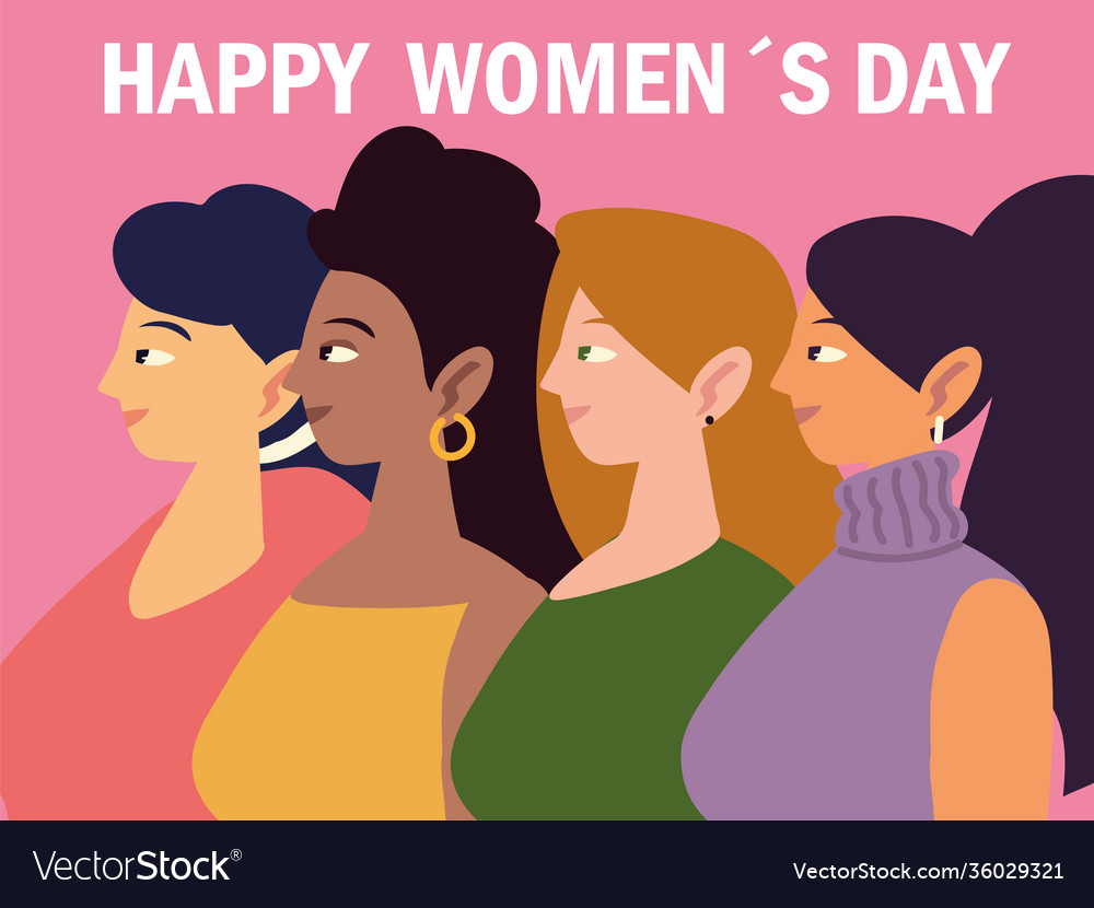 Happy womens day portrait cartoon female Vector Image