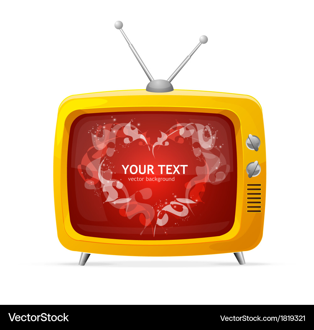 Heart and tv valentines day card Royalty Free Vector Image